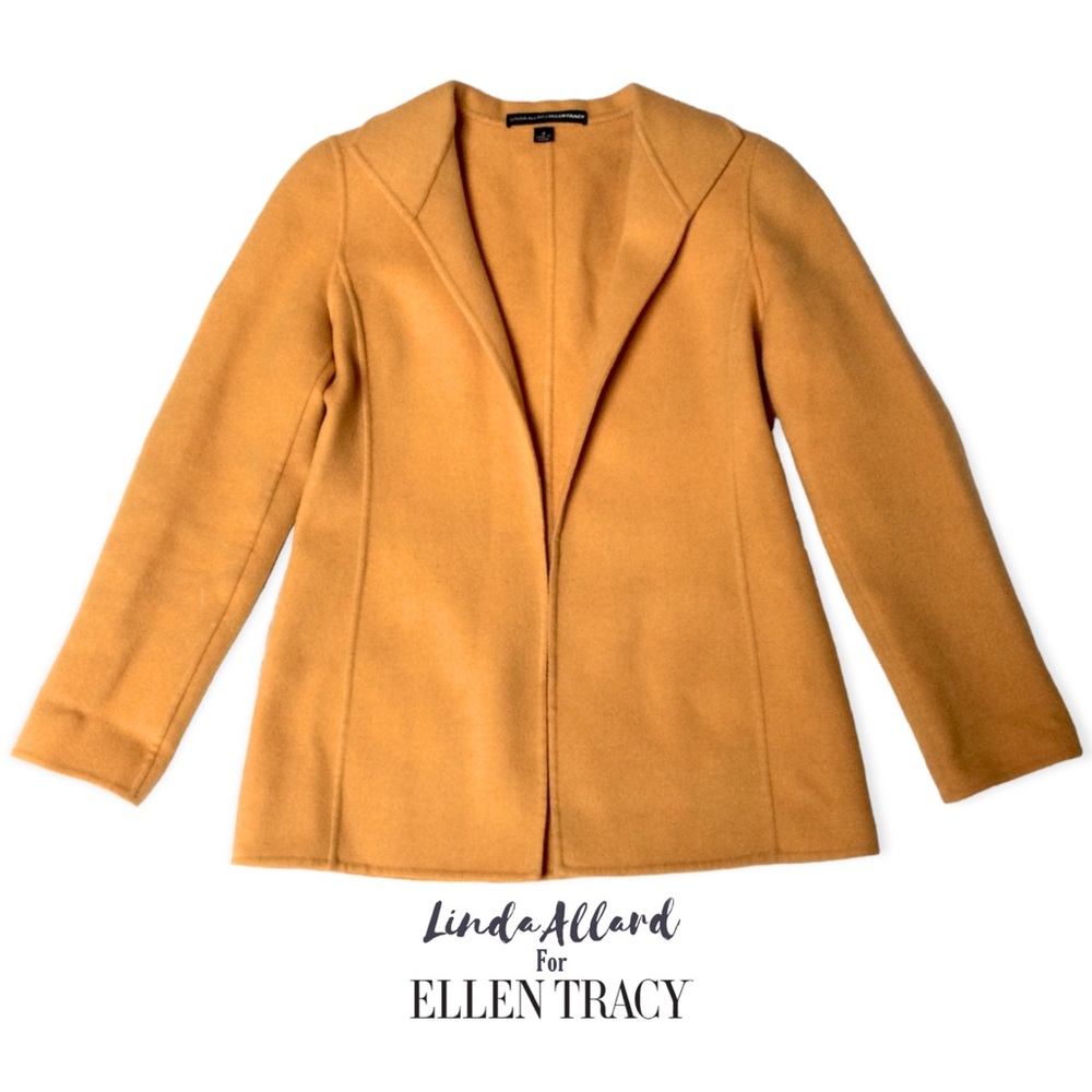 Vintage Linda Allard Ellen Tracy Wool Blazer Jacket Coat, Butternut Sz 4/S-M EUC